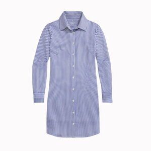Dudley Stephens Beaufort Button Down Shirt Dress Blue Pinstripe Repreve Small